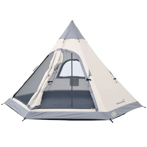 Skandika Tipi Zelt Hetta 335 Protect - Geräumiges Familienzelt für 4 Personen - Ideal für Outdoor, Camping und Glamping: 2 m Stehhöhe, 3000 mm Wassersäule, UV 50+ Schutz und eingenähter Boden für maximalen Komfort und Wetterfestigkeit.