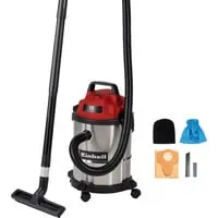 Einhell Nass-Trockensauger TC-VC 1540 S – 900 W, 180 mbar Saugleistung - Nass- & Trockensauger mit 15 L Edelstahlbehälter, ideal für vielseitige Reinigungsaufgaben und hohe Mobilität dank stabiler Lenkrollen und praktischem Tragegriff.