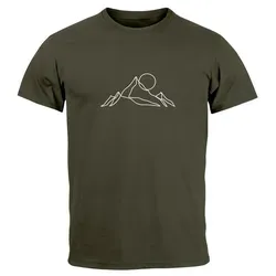 Neverless Print-Shirt Herren T-Shirt Berge Wandern Brustprint Aufdrucke Gebirge Outdoor mit Print grün XXL
