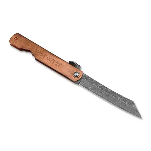 Higonokami Unisex Irogane Damascus Taschenmesser – Silber, 16,5 cm
