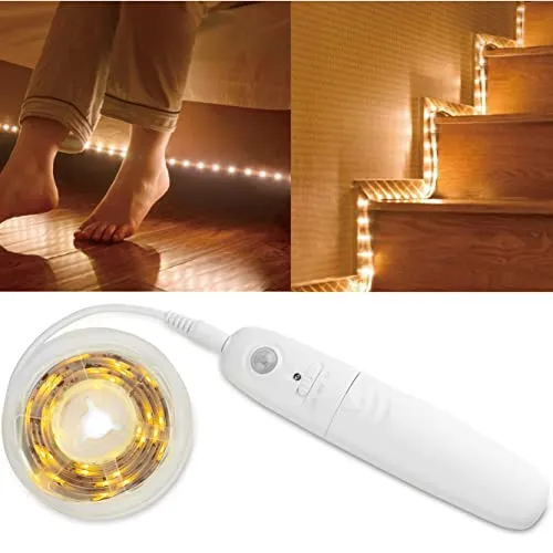 Eaxus® 4er Set 30 LED Strip Bewegungsmelder – 3 Meter LED Lichtleiste Batterie mit Bewegungssensor & Helligkeitssensor