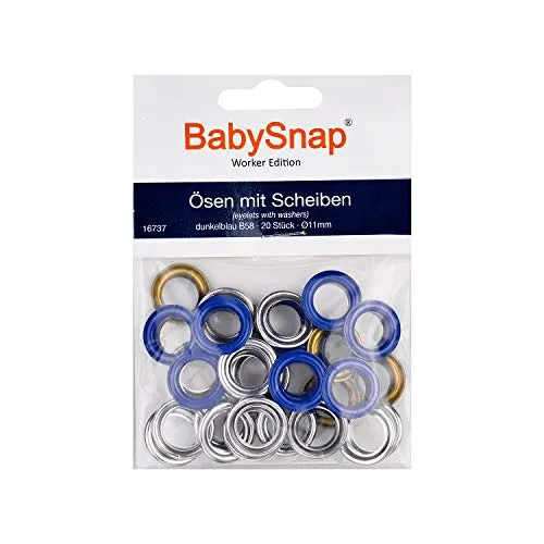Baby Snap Heavy Duty Ösen mit Scheiben 11mm Ösen 20 Stück für Leder Stoff Planen Papier Vorhang Poolabdeckung (B58 Dunkelblau)