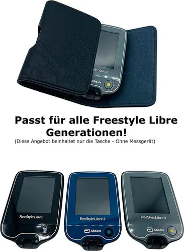 SEWAS Diabetic Care Blutzuckermessgerät Tasche Gürteltasche Schwarz passend für Freestyle Libre Messgerät 3, Gürtelschlaufe, Gürtelclip, stabile Verarbeitung