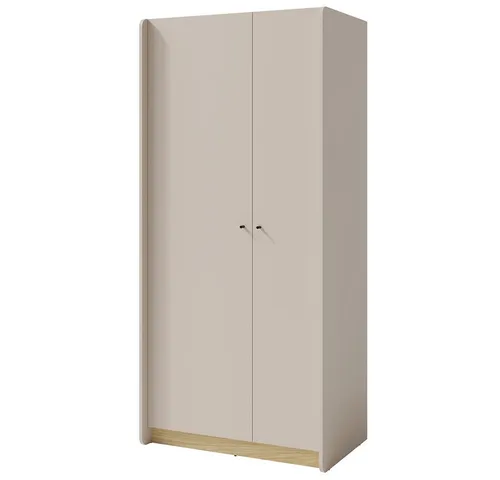 Lomadox Kleiderschrank ALAMO-133 sandbeige mit Eiche Nb., 2-türig, 1 Kleiderstange