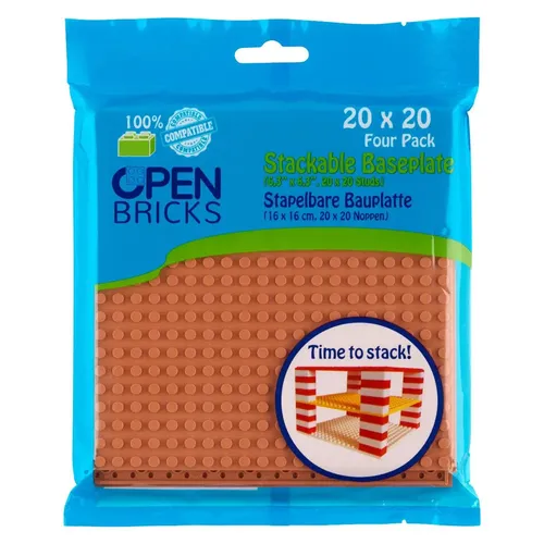 Open Bricks Baseplate 20x20 light brown, 4 Stück