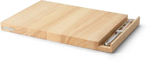 Continenta Käsebrett mit Messer - Käsebrett Set aus Gummibaum, Massivholz mit rostfreiem Käsemesser, ideal für Hart- und Weichkäse, zeitloses Design und optimale Funktionalität