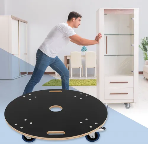 ECD Germany Transportroller rund, Ø 77 cm, 800 kg Tragkraft in schwarz von ECD Germany