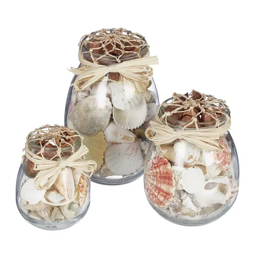 Produktbild Muschel deko Maritime Tischdeko 3 Gläser Naturmaterial Deko-Gläser transparent
