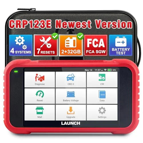 LAUNCH CRP123E V2.0 obd2 Diagnosegerät Auto Auslesegerät EOBD Tester,kfz Tester,4-Systemdiagnosen(Motor SRS AT ABS) mit 7 Reset (Öl/SAS/EPB/DPF/BMS/Abs-Blutung/Drosselklappeneinstellung),CAN FD&DOIP