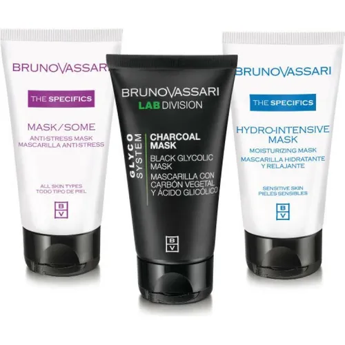 Bruno Vassari Multimasking Set - Feuchtigkeit, Anti-Stress & Entgiftung - Gesichtscremes: 3 hochwertige Crememasken für optimale Hautpflege – feuchtigkeitsspendend, anti-stress und entgiftend für strahlende Haut.