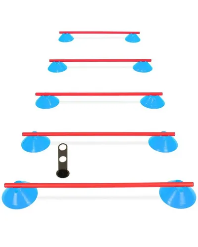 Superhund Agility-Hürde Cavaletti Mini-Hürden 5er Set mit Blauen Markiermulden Stange 100 cm F, Kunststoff