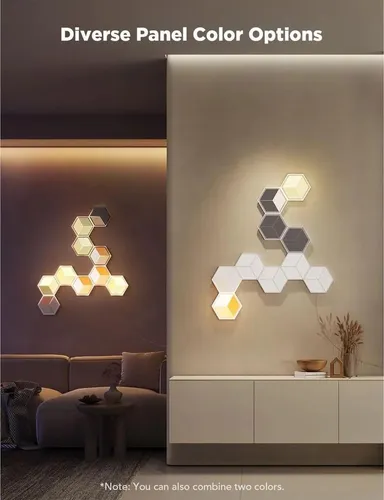 Govee LED-Panel Glide Hexa Ultra 72W - Studio Beleuchtung mit 7 dimmbaren LED-Panels, die individuell ausgerichtet werden können. Unterstützt Sprachsteuerung über Alexa und Google Assistant für smartes Lichtdesign.