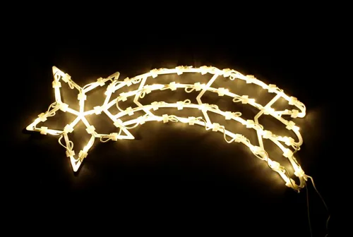 DEGAMO Beleuchtetes Fensterbild STERNSCHNUPPE mit 50 LED - Dekoratives Fensterbild mit Sternschnuppen-Motiv, beleuchtet von 50 weißen LEDs. Ideal für festliche Dekorationen, inklusive Saugnapf zur einfachen Befestigung. Maße: 21x51cm.