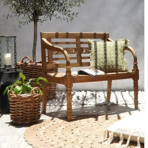 LEBENSwohnART Massive Teakholz Sitzbank Christos 100cm