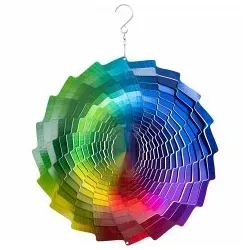 Kinetic Art 110260 - Kinetic Art: Metal Hanging Wind Spinner, Metall Windspiel 30x38cm, 3D Rainbow Fountain
