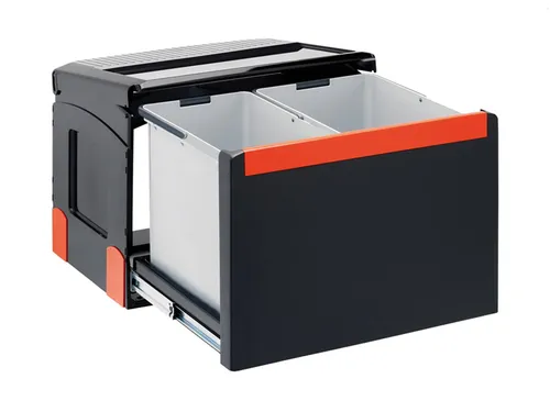 Franke Sorter Cube 50 - 134.0055.289 Einbau Abfallsammler - Haushaltszubehör für Unterschränke ab 50 cm, mit 2 praktischen Behältern und Handauszug für eine einfache Abfalltrennung.
