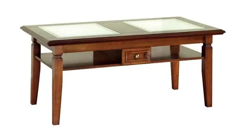 Eleganter Couchtisch aus Massivholz mit Stauraum - Moderner Couchtisch im Art-déco-Stil, aus robustem Massivholz in dunkler Farbe. Maße: 120 x 65 x 52 cm. Ideal für Ihr Wohnzimmer, bietet praktischen Stauraum und setzt stilvolle Akzente.