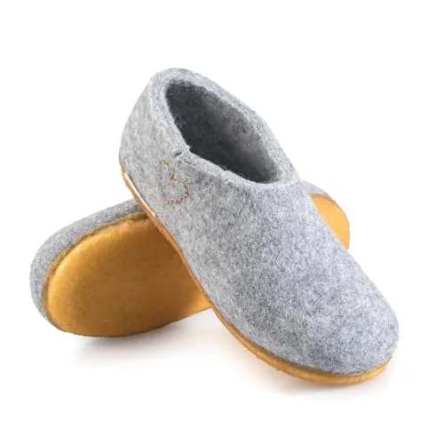 naturling Damen Hausschuhe - bequeme mittelhohe Boots mit rutschfeste Kautschuk Sohle (Hellgrau, EU Schuhgrößensystem, Erwachsene, Damen, Numerisch, M, 38)