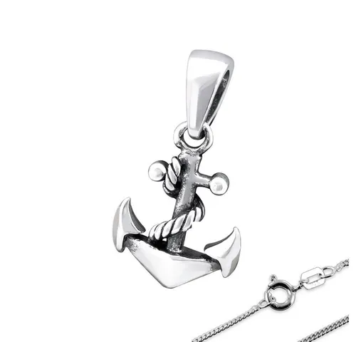 Anker Anhänger + Kette 925 Silber Halskette für Damen - Elegante Halskette mit Anker-Anhänger aus 925er Sterlingsilber. Ideal als Geschenk für besondere Anlässe wie Valentinstag oder Geburtstag. Massiv und stilvoll, Länge 45 cm.