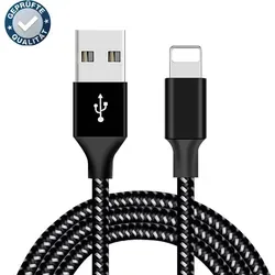 iPhone Ladekabel 2m USB-A für iPhone 5 bis 15 - Schwarz, 2m langes USB-A zu iPhone Kabel für schnelles Laden und Datenübertragung. Ideal für Flexibilität beim Laden zu Hause, im Auto oder Büro. Kompatibel mit allen iPhones mit 8-Pin Anschluss.