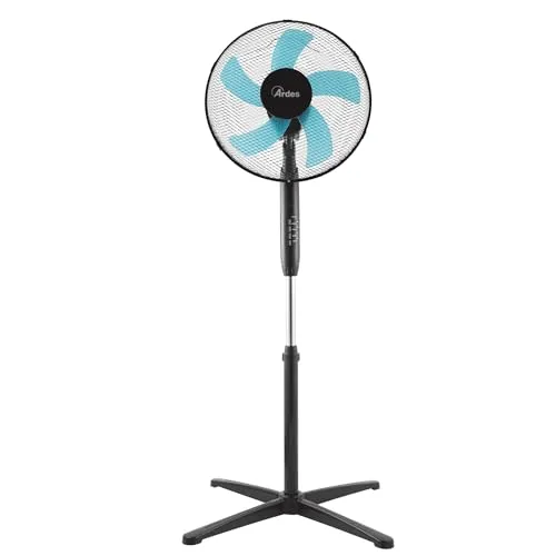 Ardes - AR5ST40PNR Standventilator mit Fernbedienung STEELO 40PNR - Basis 40 cm Oszillierend mit verstellbarer Neigung - Leiser Standventilator 3 Geschwindigkeiten, Schwarz