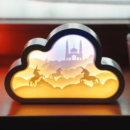 CIM 3D Papercut Lightbox Cloud Fantasie Schnitzlampe Papier Shadowbox Nachtlicht