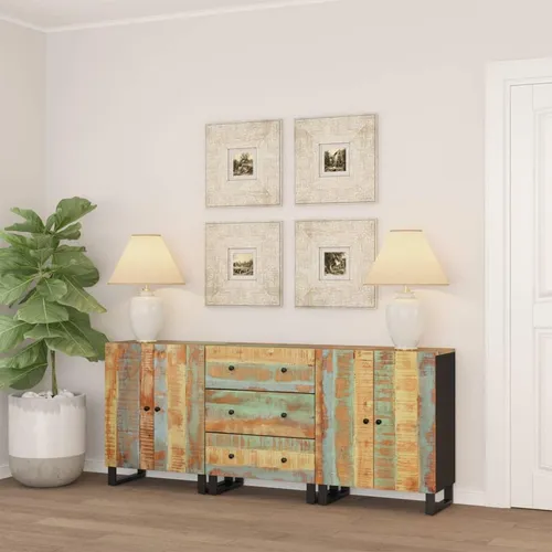 vidaXL Sideboards 3er Set Altholz Massiv