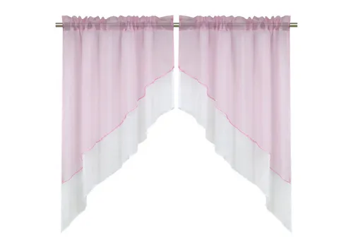 Delien Scheibengardine Beyza (2 St), Stangendurchzug, transparent, Zweifarbig