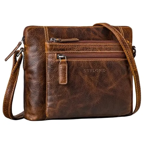 STILORD 'Verdelio' Moderne Damen Umhängetasche Leder Klein - Vintage Leder Messenger Bag Damen-Handtasche - Frauen-Handtasche Echt-Leder - Passend für Tablet bis 10 Zoll, Farbe:luino - braun