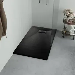 vidaXL Duschwanne 120x70cm schwarz - Duschwanne aus strapazierfähigem SMC, mit niedriger Schwelle für einfachen Ein- und Ausstieg sowie rutschfester Schiefersteinoberfläche, ideal für jedes Badezimmer.