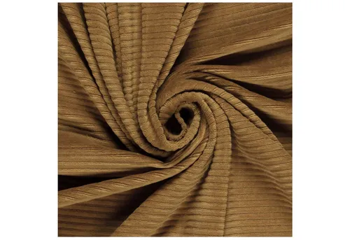 maDDma Stoff Velour Nicky breit gerippt uni ab 50 x 155cm Baumwolle Polyester Kord, 053 - kamel