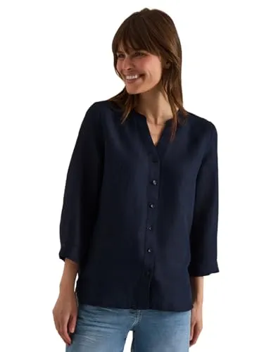 Cecil Damen Bluse mit Split Neck aus Leinenmix von CECIL