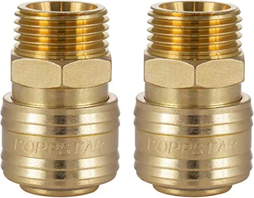 Poppstar 2x Schnellkupplung Druckluft NW 7,2 mit 1/2 Zoll Außengewinde für Druckluft-Anschluss
