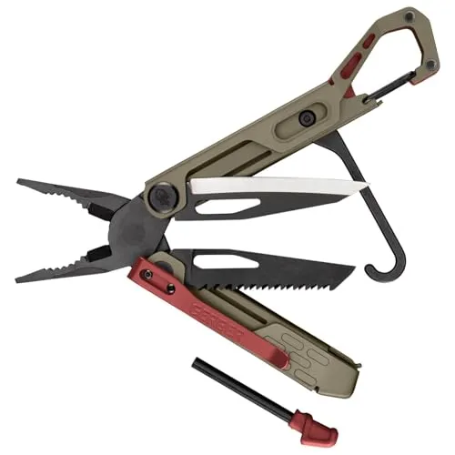 Gerber Multi-Tool Stakeout Spark - Multitool mit 10 Funktionen, ideal für Camping und Outdoor-Aktivitäten. Aus rostfreiem Stahl mit Frame-Lock und praktischem Karabiner für einfache Aufbewahrung.