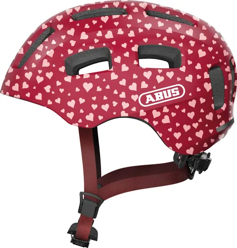 ABUS Unisex Fahrradhelm Cherry Heart, S (48-54 cm) - Fahrradhelme mit Schlagfestigkeit und optimaler Passform durch Verstellring, inklusive LED Rücklicht für mehr Sichtbarkeit im Dunkeln.