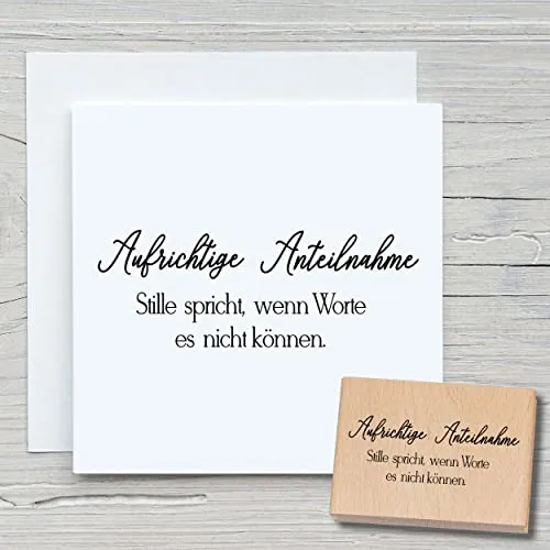 NEWSTAMPS Stempel Aufrichtige Anteilnahme 02 Motivstempel groß aus Holz & Gummi zum Karten und Geschenke basteln, Holzstempel für Sprüche, Spruchstempel, Trauer, Scrapbook, Textilstempel, Deko