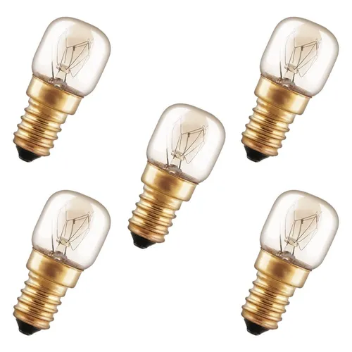 Backofenlampe 25W E14 klar Glühbirne 25 Watt T22 Röhre 300° Doppelwendel 5 x