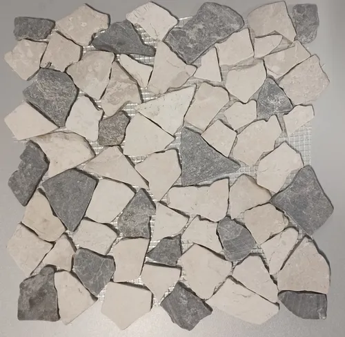 Mosaik Bruch Marmor Naturstein grau beige Polygonal Spritzschutz Küchenrückwand