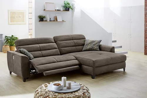 Jockenhöfer Gruppe Ecksofa Double One L-Form, B: 288 cm, 2x120 cm breite, elektr. Relaxfunktionen, Kopfteilverstellung, USB-Anschluss & Zierkissen