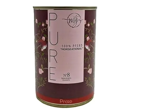 My 100% Pferd 400g Hundefutter mÿ Pure No 8 Nassfutter Barf Ergänzungsfuttermittel für Hunde ohne Konservierungsstoffe, künstliche Aromastoffe, Farbstoffe & Lockstoffe