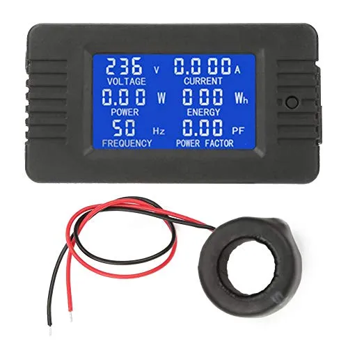 PEACEFAIR PZEM-022 AC Digital-Messgerät, Multifunktionstester, Spannungsprüfer, 100A Stromstärke, AC80-260V, Multimeter Amperemeter Voltmeter mit geschlossenem CT