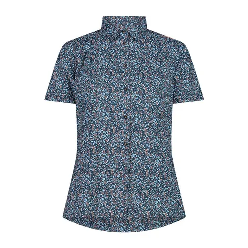 CMP Damen Kurzarmhemd 33S5696 blau Größe 40 - Blusen für Wanderungen, ausgestattet mit CMP DRY FUNCTION für optimalen Feuchtigkeitstransport und angenehmen Tragekomfort.