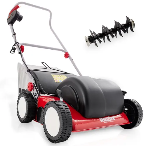 HECHT 1739 Vertikutierer Elektro | 36 cm Arbeitsbreite | 1700W | 35L Fangkorb | 13 Doppelmesser | -8 bis 12mm Arbeitstiefe