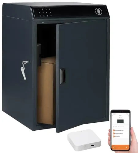 AGT Paketbriefkasten mit PIN-Code und WLAN-Gateway in schwarz von AGT