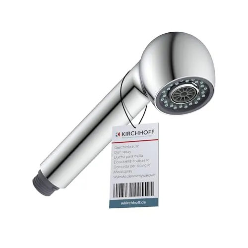 KIRCHHOFF 96219560 Ersatz-Brausekopf für Niederdruck-Küchenarmaturen, Universal-Geschirrbrause G1/2, Ersatzkopf für ausziehbare Armaturen, Ersatz-Sprühkopf, Chrom