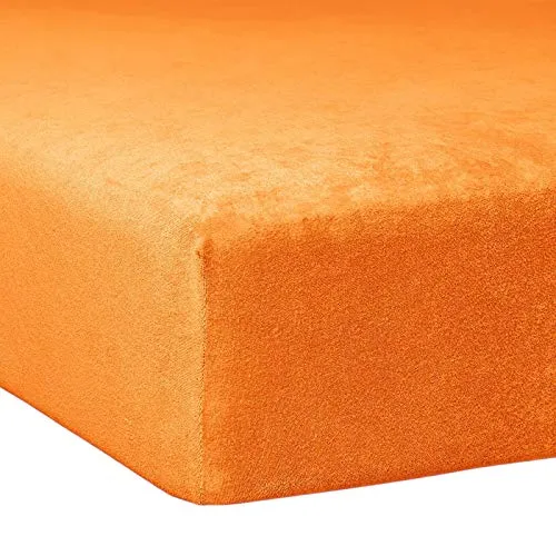 Traumschlaf Flausch Frottee Spannbettlaken orange, 90x190 cm - 100x200 cm