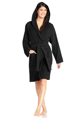 Vossen Unisex-Bademantel Texas - Bademantel in Kurzform aus 100% Baumwolle, ideal für Sauna & Spa. Mit Kapuze und Gürtel, bietet hohen Tragekomfort und ist maschinenwaschbar.