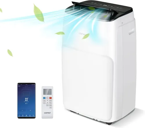 COSTWAY Mobile Klimaanlage 12000 BTU, 4-in-1 Funktion - Multifunktionale Klimaanlage für Kühlen, Ventilieren und Entfeuchten. Ideal für Räume bis 35 m², leise im Betrieb und steuerbar über APP oder Fernbedienung. Genießen Sie jederzeit angenehme Temperaturen!
