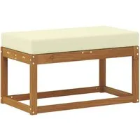 vidaXL Hockerbank Natur und Creme – 79 x 43 x 37 cm aus massivem Akazienholz