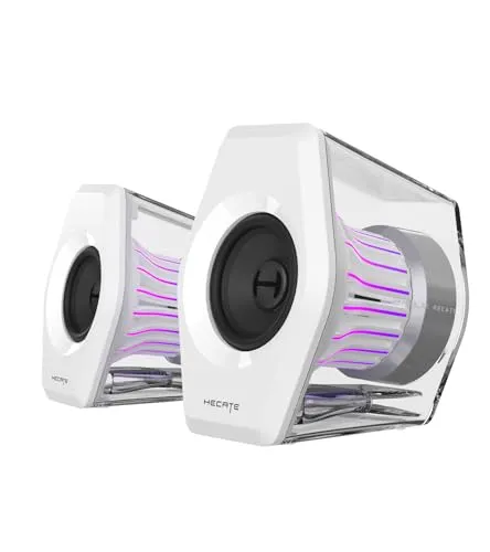 Edifier G2000 Pro 2.0 RGB Gaming-Lautsprecher mit 7.1 Surround & 64W, Weiß | 270° TempoFlow Light Sync, Bluetooth 5.4, USB-C/AUX, kompatibel mit PC, PS5, für Gaming & Desktop